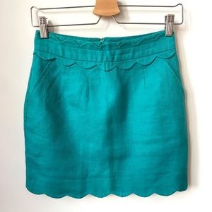 Turquoise Scalloped Mini Pencil Skirt Size S
